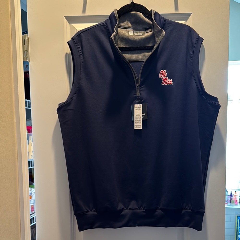 New! Men's Ole Miss Navy Pullover Vest